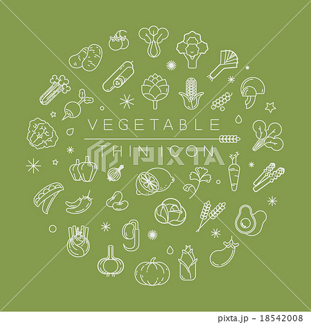 Vegetables and fruits thin icons 18542008