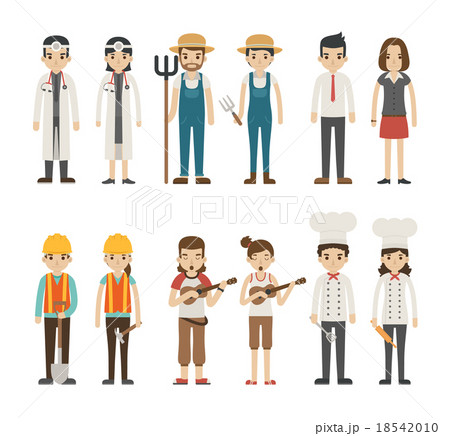 Set of profession characters , 18542010