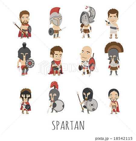 Set of spartan soldier costume characters Set of spartan soldier costume characters 18542115