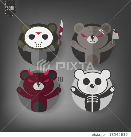 Flat Style Halloween teddy bear Vector Icon Set Flat Style Halloween teddy bear Vector Icon Set 18542636