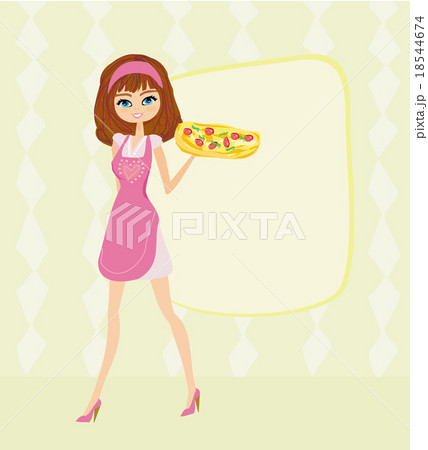 beautiful woman waitress enjoys pizza 18544674