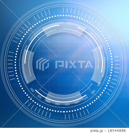 Virtual circles on blue background with grid 18544896