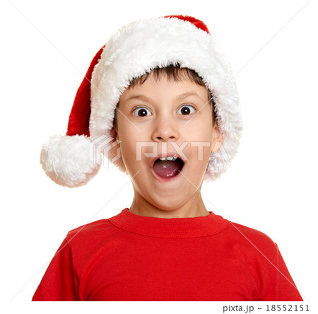 boy in red hat santa - winter holiday christmas  18552151