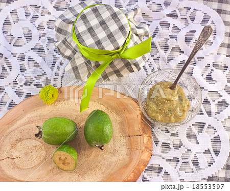 Still life with Feijoa puree and fresh berries 18553597