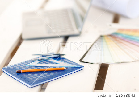 Stationary lying on the table.  18553943