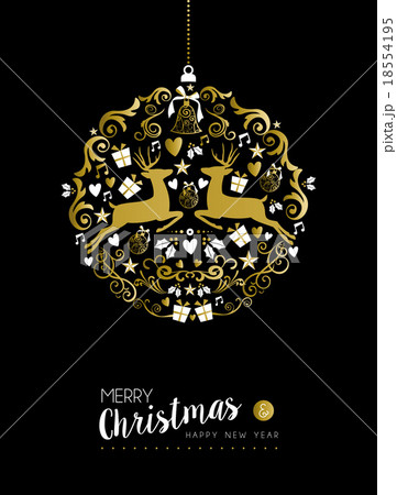 Merry christmas new year gold deer ornament ball Merry christmas new year gold deer ornament ball 18554195