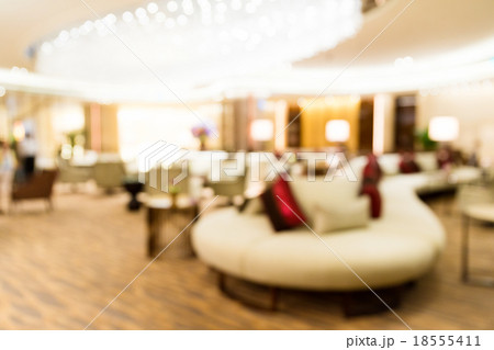 Abstract blurry restaurant inside shopping mall 18555411