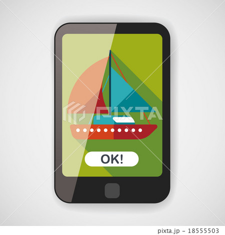Sailboat flat icon with long shadow 18555503