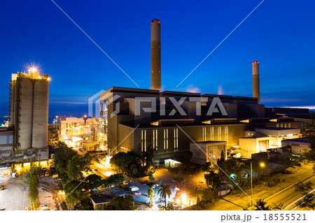 Cement plant at night 18555521