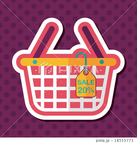 shopping basket flat icon with long shadow,eps10 18555771