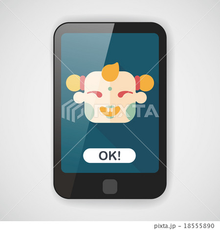 Chinese New Year flat icon with long shadow,eps10, Maitreya doll 18555890