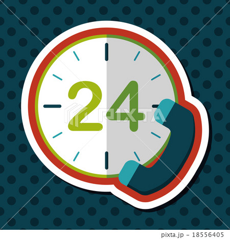 24 hours customer phone service flat icon with long shadow,eps10 18556405