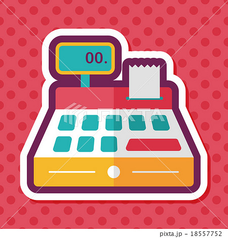 shopping cash register flat icon with long shadow,eps10 18557752
