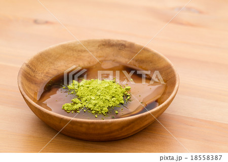 Japanese confectionery with green tea powder and black sugar sau 18558387
