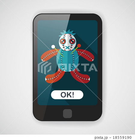 Halloween voodoo doll flat icon with long shadow,eps10 18559190