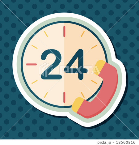 24 hours customer phone service flat icon with long shadow,eps10 18560816