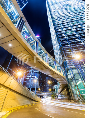 Hong Kong financial district with busy traffic at night 18561076