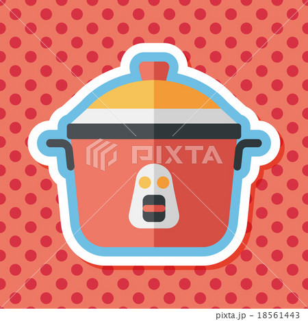 kitchenware rice cooker flat icon with long shadow,eps10 18561443