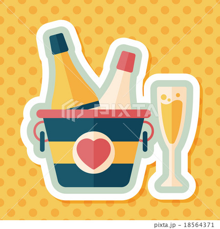 Valentine's day champagne flat icon with long shadow,eps10 18564371