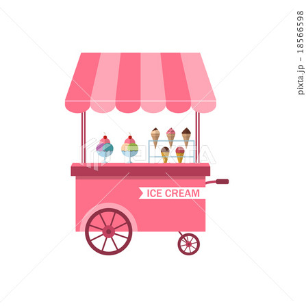 Icon of Stand of Ice Creams, Sweet Cart Isolated 18566598