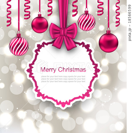 Greeting Paper Card with Bow Ribbon and Christmas 18566599