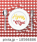 happy plate with red checkered tablecl 18566886