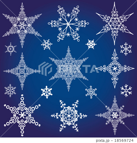 Snowflakes icon collection.Winter crystal star 18569724