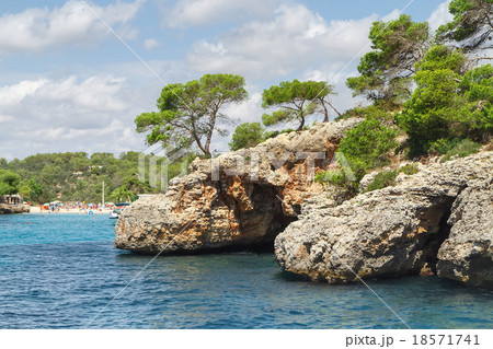Beautiful beach bay azure sea water. Majorca island, Spain Beautiful beach bay azure sea water. Majorca island, Spain 18571741