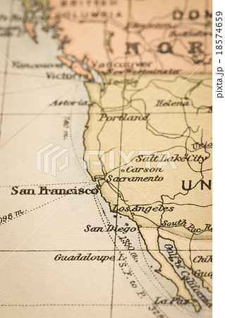 古地図 アメリカ西海岸の写真素材