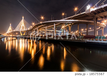 Bhumibol Bridge at night light 18575567