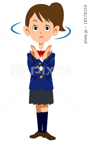 拒否のジェスチャーをする女子学生 18578103