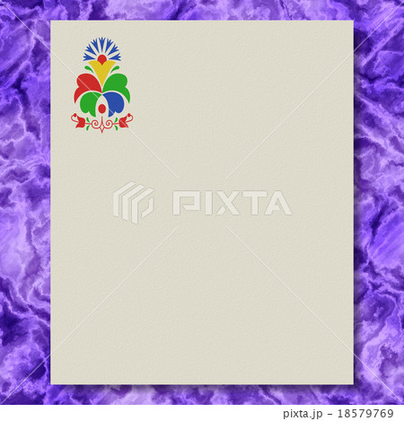 Moravian folk ornament writing paper on marble 18579769