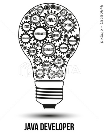 Interconnected black java technology gears 18580646