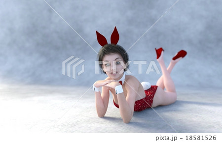 可愛いバニーガール　perming3DCGイラスト素材 18581526
