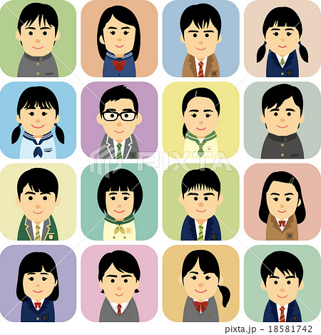 異なる制服の学生男女集合のイラスト 18581742