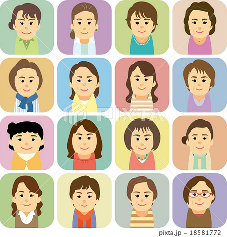 中高年女性の集合イラスト 中高年女性の集合イラスト 18581772
