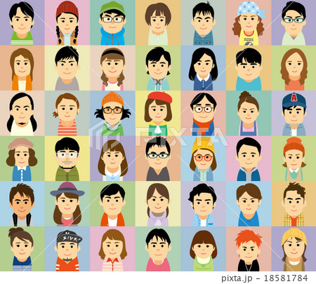 大学生の男女集合イラスト 18581784