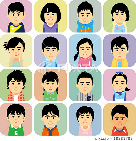 私服の学生男女集合のイラスト 18581785