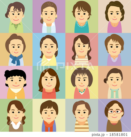 中高年女性の集合イラスト 中高年女性の集合イラスト 18581801