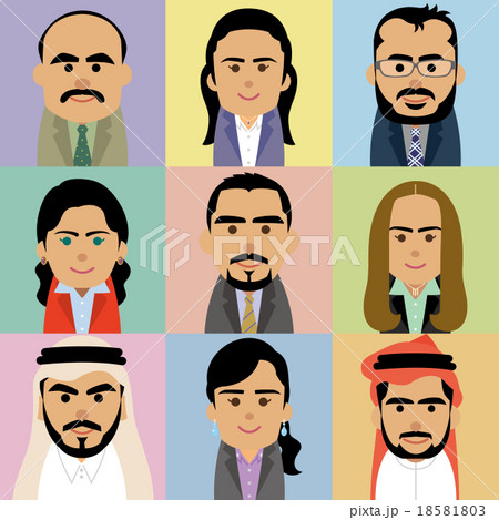 スーツ姿の中東人男女の集合イラスト 18581803