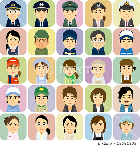 様々な職業で働く男女の集合イラスト 18581808