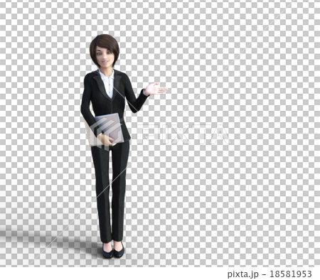 パソコンを持ったビジネスウーマン perming3DCGイラスト素材 パソコンを持ったビジネスウーマン perming3DCGイラスト素材 18581953