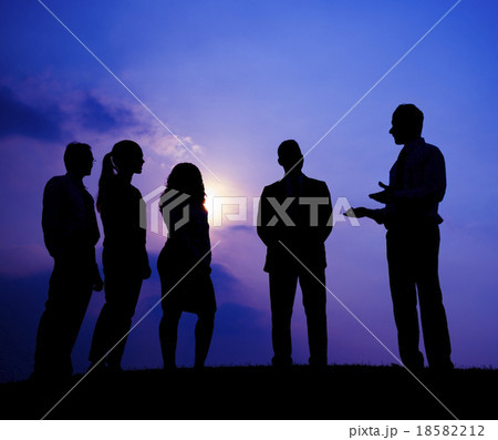 Business People Meeting Outdoors Silhouette Concept Business People Meeting Outdoors Silhouette Concept 18582212