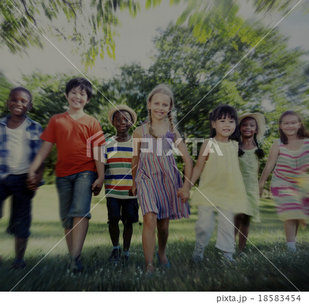 Diverse Children Friendship Playing Outdoors Concept 18583454