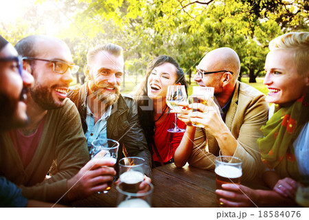 Diverse People Friends Hanging Out Drinking Concept 18584076