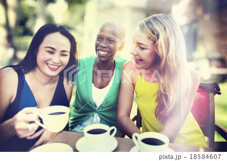Girls Coffee Break Talking Chilling Concept 18584607