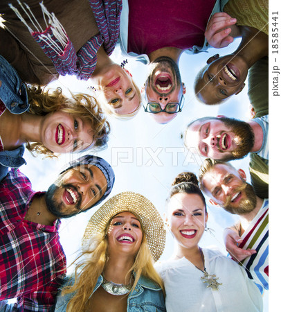 Friends Huddle Join Holiday Party Group Concept Friends Huddle Join Holiday Party Group Concept 18585441