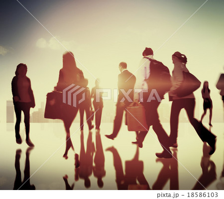 Business People Walking Commuter Travel Motion City Concept Business People Walking Commuter Travel Motion City Concept 18586103