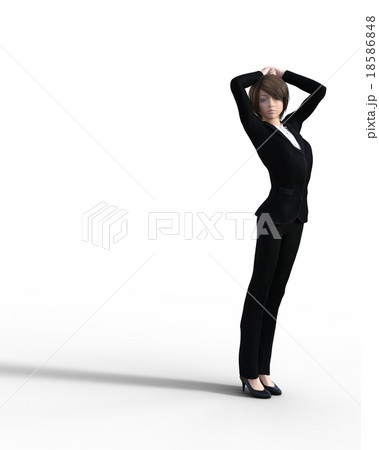 くつろぐビジネスウーマン　perming3DCGイラスト素材 18586848