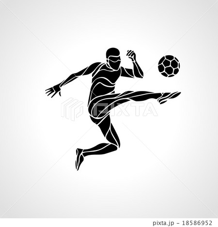 Soccer player kicks the ball. Vector silhouette - Stock Illustration  [18586952] - PIXTA